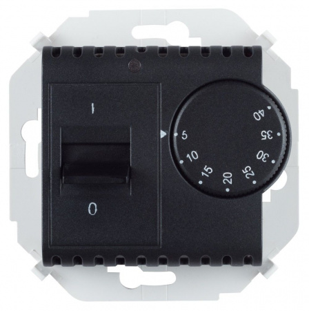 Simon 15 Графит Термостат с датчиком в пол (зондом), с выкл.,16А/2А, 230В, 3600Вт, 5-40С