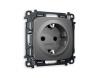 Комплект механизма электрической розетки OMEGA MO657010 Антрацит серый с заземлением и шторками 2P+E 16A-250V QUANT