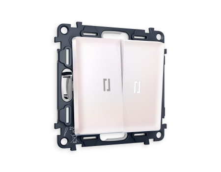 Комплект механизма 2-клавишного проходного выключателя с подсветкой 5600K ALFA MA204035 Жемчуг QUANT