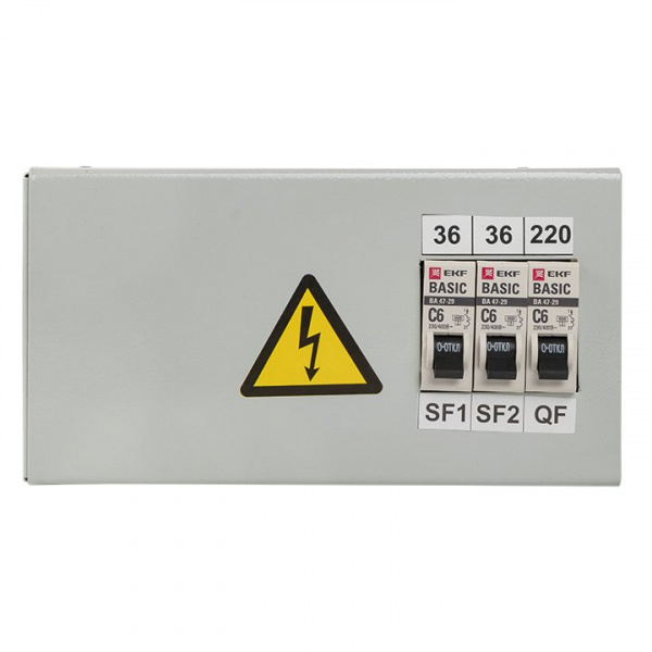 EKF Basic Ящик с понижающим трансформатором ЯТП 0,25кВА 220/36В (3 автомата)