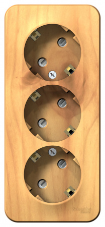 SE Blanca наруж Ясень Розетка 3-ая с/з со шторками 16А, 250В, изолир. пластина