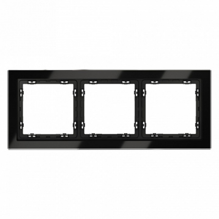 Рамка стеклянная VOLTUM S70 на 3 поста, (черный,стекло)