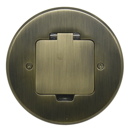 Лючок Surface 2 мод. (1 мод. 45х45 мм.), круглый, античная латунь, IP44, (с уст. набором)