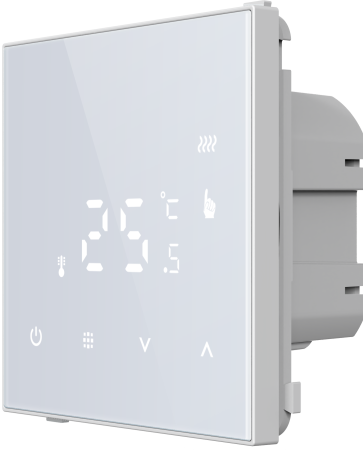 Donel Термостат электронный с датчиком пола, непрограммир. 16 A, 70*70 мм., белое стекло, серия DTEF