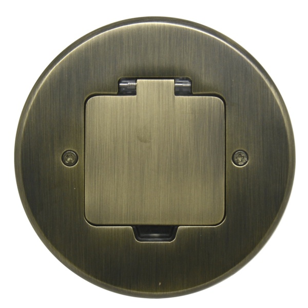 Лючок Surface 2 мод. (1 мод. 45х45 мм.), круглый, античная латунь, IP44, (с уст. набором)