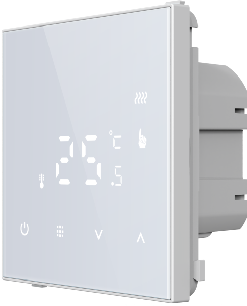 Donel Термостат электронный с датчиком пола, непрограммир. 16 A, 70*70 мм., белое стекло, серия DTEF