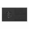 Simon 100 Черный матовый  Кит 2 поста, фронт. Накладка на 1 розетку Schuko + 1 клавиша выключателя + 1 заглушка