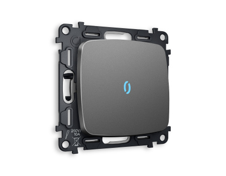 Комплект механизма 1-клавишного выключателя с подсветкой 10000K OMEGA MO652020 Антрацит серый QUANT