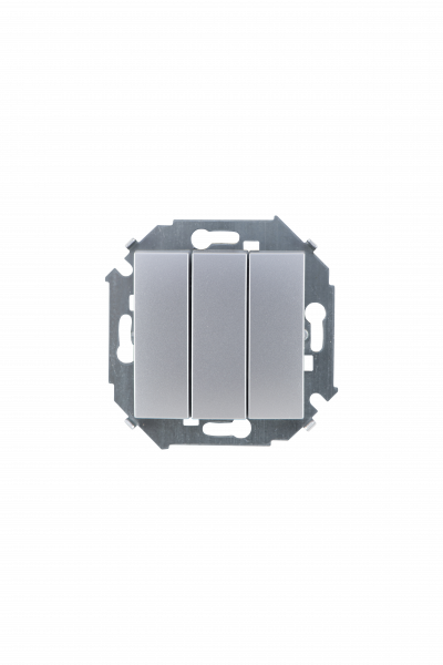 Simon 15 Алюминий Выключатель 3-клавишный, 10А, 250В, винт.зажим