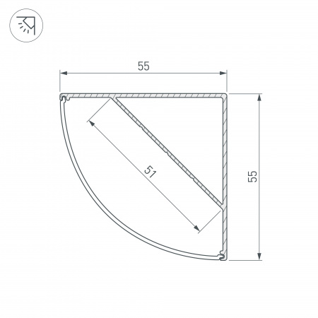 Профиль KANT-H55-2000 ANOD (Arlight, Алюминий)