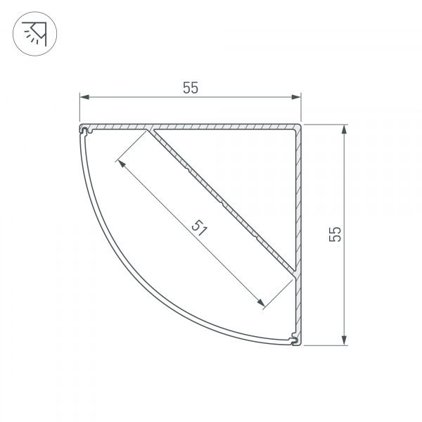 Профиль KANT-H55-2000 ANOD (Arlight, Алюминий)