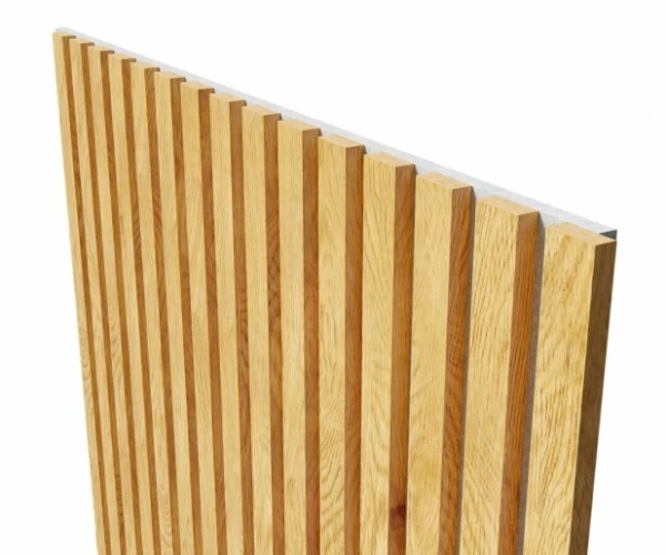 Акустическая панель, серый войлок, 2750х600х19мм, рейки МДФ дуб медный Акустическая панель, серый войлок, 2750х600х19мм, рейки МДФ дуб медный