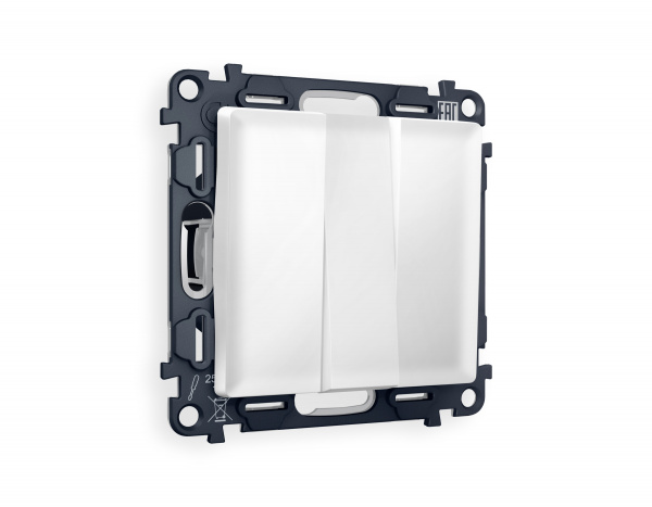 Комплект механизма 3-клавишного выключателя ALFA MA125010 Белый матовый QUANT