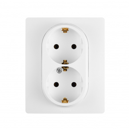 Legrand Etika Белый Двойная розетка с/з, винтовые клеммы