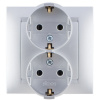 Simon 15 Алюминий Розетка 2-ая с/з литая, 16А, 250В, винт.зажим