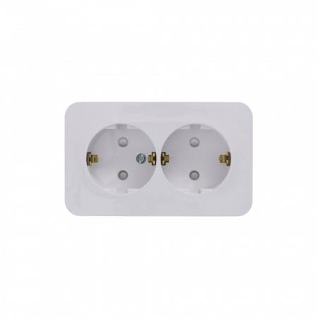 SE Blanca наруж Бел Розетка 2-ая с/з со шторками 16А, 250В, изолир. пластина