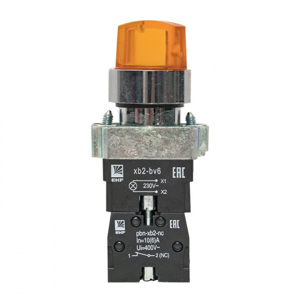 Переключатель BD33 3P c желтой подсветкой 230В NO EKF PROxima