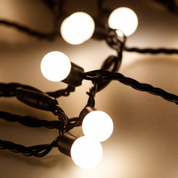 Arlight Светодиодная гирлянда ARD-BALL-CLASSIC-D17.5-20000-BLACK-200LED WARM (230V, 14W) (Ardecoled, IP65)