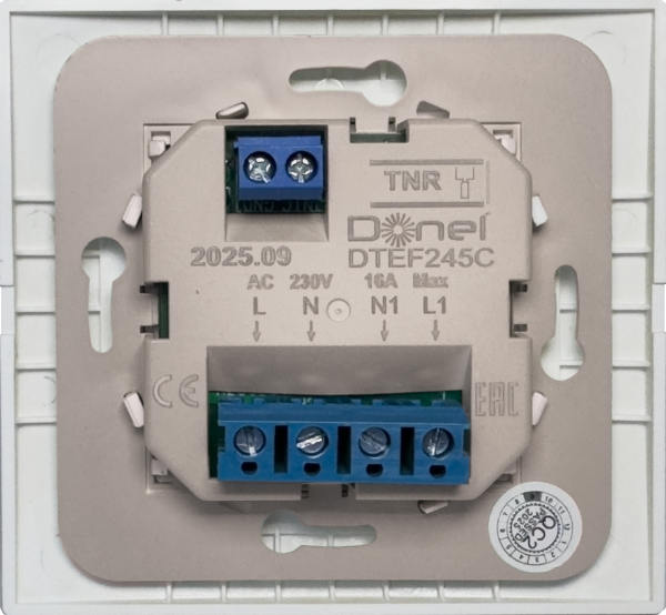 Donel Термостат с выносным датчиком пола 16 A, 45*45 мм., матовый кашемир, серия DTEF