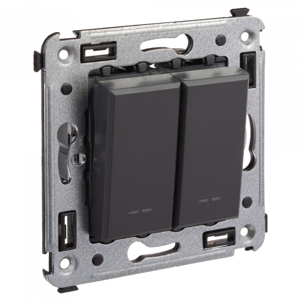 DKC Avanti Черный матовый Выключатель двухклавишный