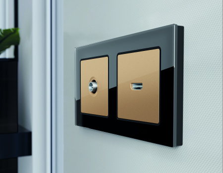 Лицевая панель ALFA (Шампань) для HDMI розетки QUANT AP6140