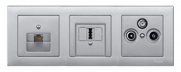 SE Merten SM Алюминий Накладка аудиорозетки 2-ой (мех М46701х)