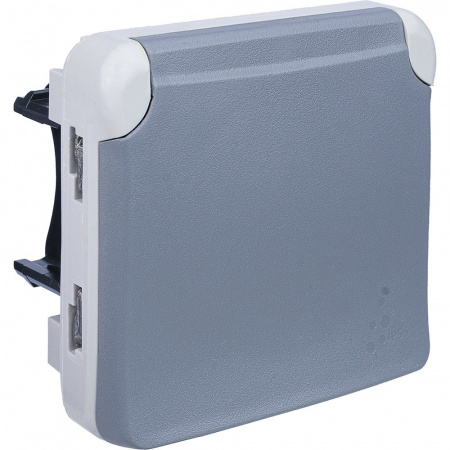 Legrand Plexo Серый Мех Розетка с/з с крышкой, винтовой зажим IP55