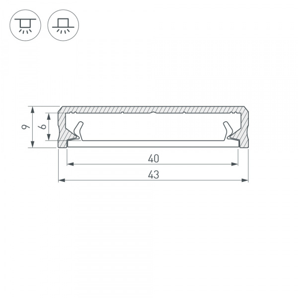 Профиль ALM-FLAT-S-2020 ANOD (Arlight, Алюминий)