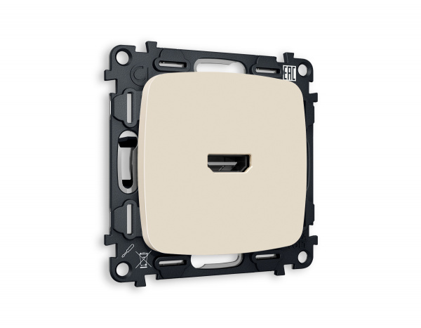 Комплект механизма розетки HDMI 2.0 OMEGA MO334010 Бежевый матовый 40V/500MO 2.0GHz 5-18Gbit/s QUANT