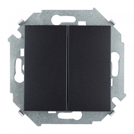 Simon 15 Графит Выключатель 2-клавишнный проходной (переключатель), 16А, 250В, винт. зажим