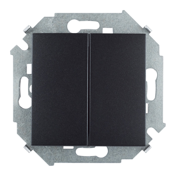 Simon 15 Графит Выключатель 2-клавишный, 16А, 250В, винт. зажим