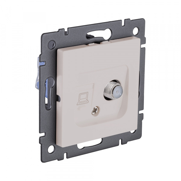 Розетка двойная спутниковая SAT + RJ45 Cat.6, кашемир матовый Kollinger REA-014CM для Aspekt, Eleganz, Reflex