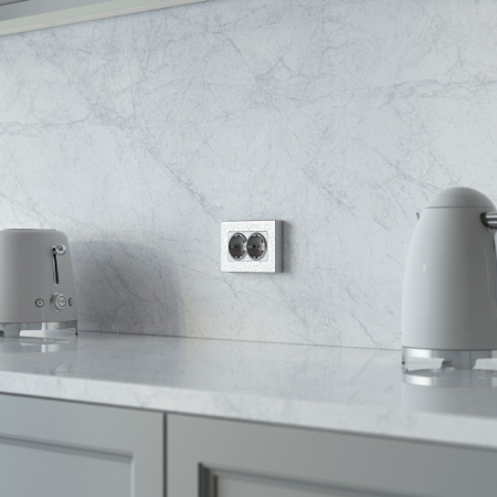 Розетка двойная с заземлением (Hammaer серебряный) W1272006