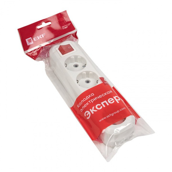 EKF PROxima Колодка 4 гн. 16А 3,5кВт c выкл. с/з Эксперт