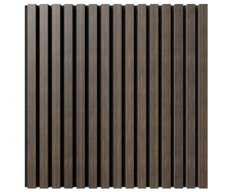 Акустическая панель, черный войлок, 600х600х21мм, рейки МДФ, шпон дуб маррон коричневый