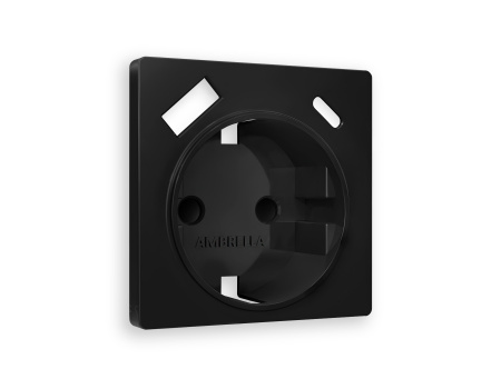Лицевая панель ALFA (Черный матовый) для электрической розетки с заземлением со шторками 2USB A+C QUANT AP8100