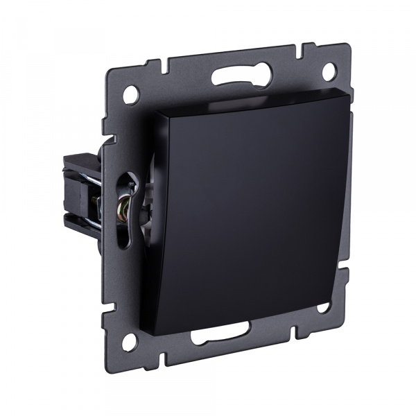 Выключатель кнопочный 1-клавишный 10А/250В, изогнутый, черный Kollinger REA-R-005BK для Aspekt, Eleganz, Reflex