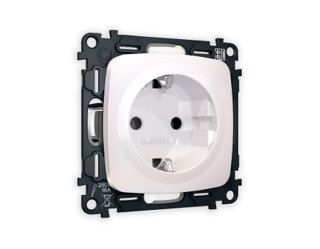 Комплект механизма электрической розетки OMEGA MO206010 Жемчуг с заземлением на винтовых зажимах 2P+E 16A-250V QUANT