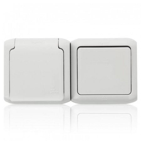 Legrand Quteo Белый Блок Выключатель 1-кл+роз с/з с шт IP44