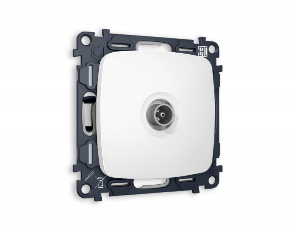 Комплект механизма TV розетки оконечной OMEGA MO133010 Белый матовый 50-870 MHz 1dB QUANT