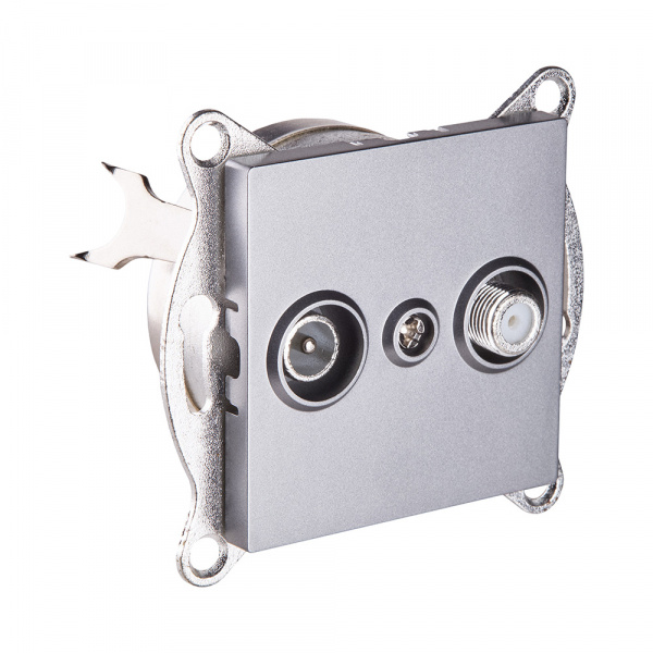 Розетка двойная TV (мама) + спутниковая SAT, серый Kollinger REA-035GY для Aspekt, Eleganz, Reflex