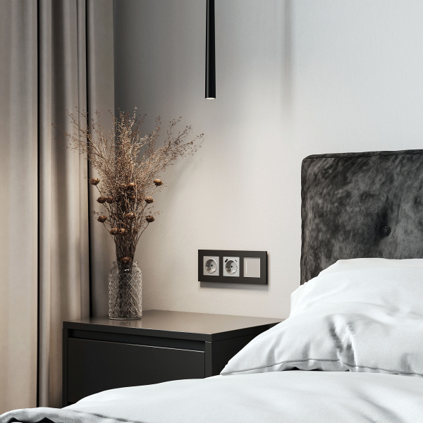 Рамка из поликарбоната на 3 поста Slab черный софт W0032908