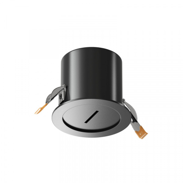 TR5513-BK Встраиваемое основание с возможностью подачи питания треку-ремню Belty, серия Base. Не вмещает блок питания. D100*H72мм, монтажный D90мм, IP20, черный, алюминий