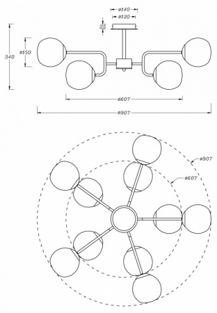 Подвесной светильник MOD221PL-10G Maytoni Erich
