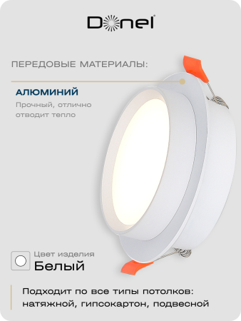 Donel Светильник встраиваемый, GX53, D110xH45мм, IP20, белый, без лампы, DN02008R1W