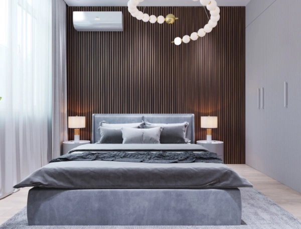 Акустическая панель, черный войлок, 1200х600х19мм, рейки МДФ дуб старинный натуральный Акустическая панель, черный войлок, 1200х600х19мм, рейки МДФ дуб старинный натуральный