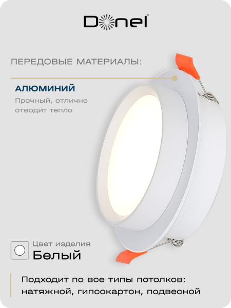 Donel Светильник встраиваемый, GX53, D110xH45мм, IP20, белый, без лампы, DN02008R1W
