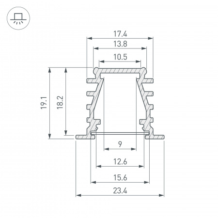Профиль Arlight TOP-DEEP-F-2000 ANOD (K13,P15) 016971