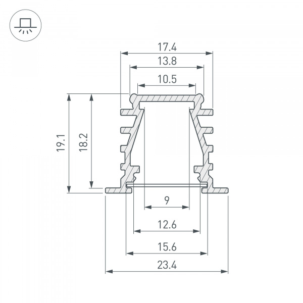 Профиль Arlight TOP-DEEP-F-2000 ANOD (K13,P15) 016971