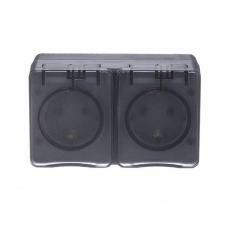 SE AtlasDesign Profi54 Наруж Антрацит Розетка 2-ая с/з со шт., 16А 250B